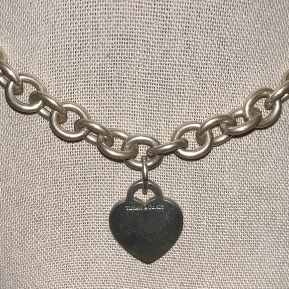 Vintage Tiffany & Co blank heart tag 15.5 chain necklace hard to find - Picture 3 of 10